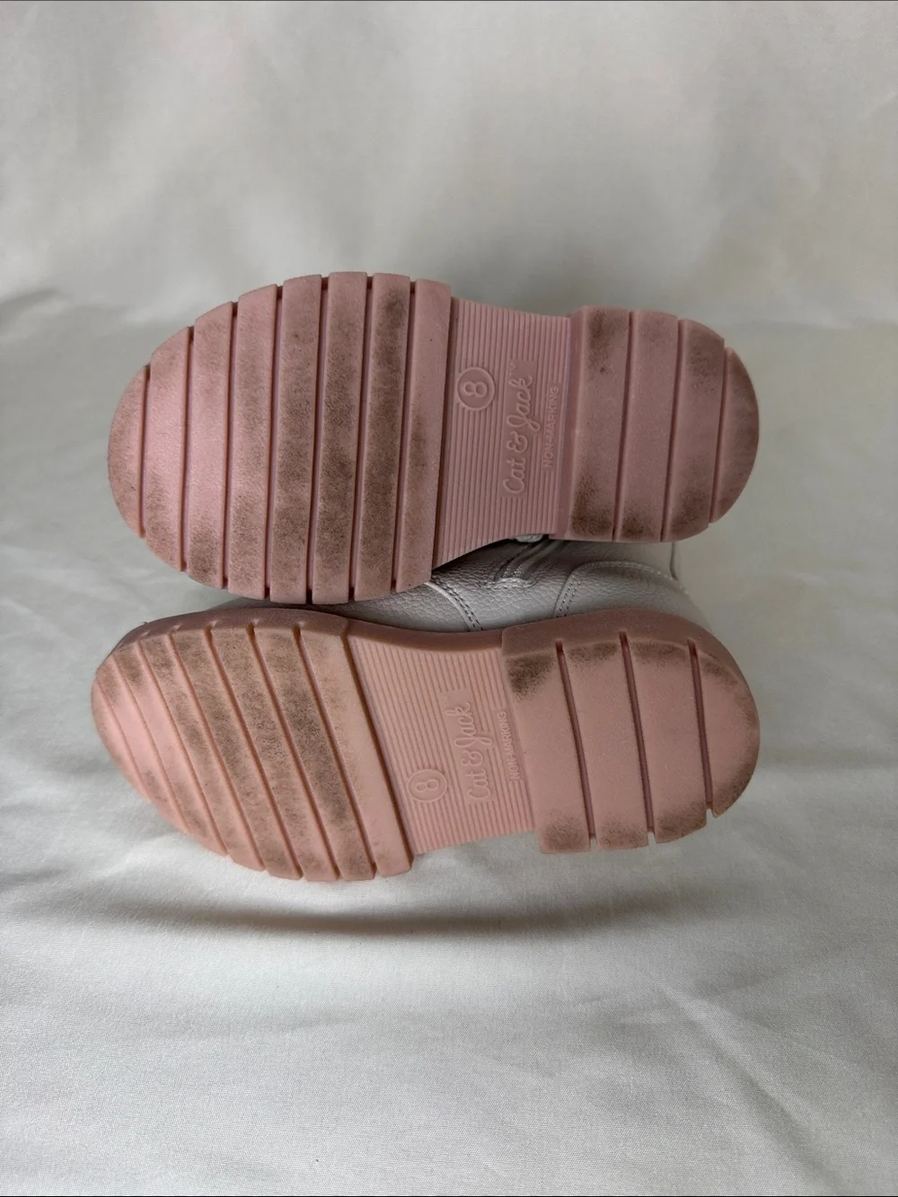Cat & Jack Cream and Pink Girls Lace-Up Ankle Boots